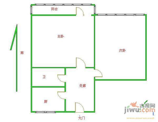 花园小区2室1厅1卫户型图