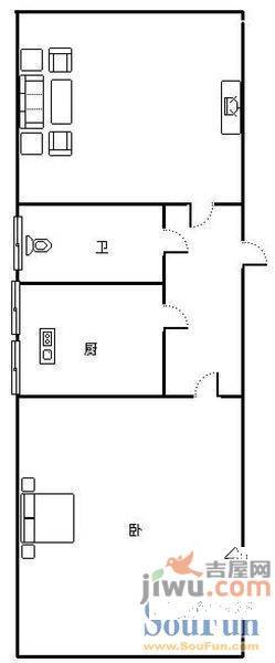 花园小区2室1厅1卫户型图