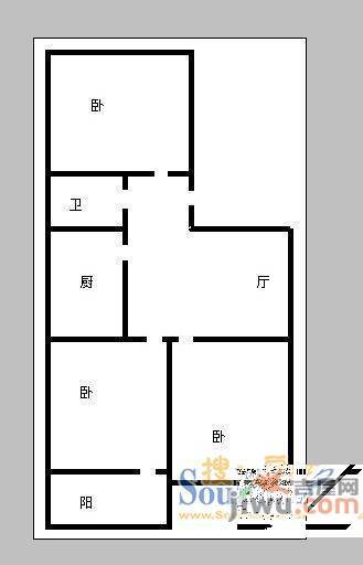 花园小区2室1厅1卫户型图