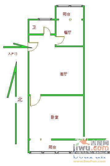 花园小区2室1厅1卫户型图