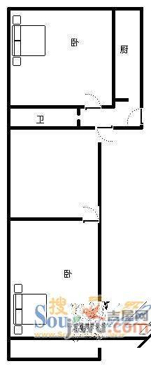 花园小区2室1厅1卫户型图