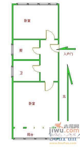 花园小区2室1厅1卫户型图