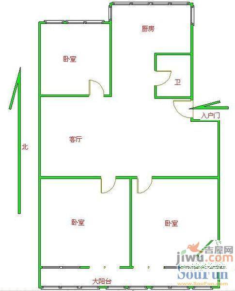 花园小区2室1厅1卫户型图