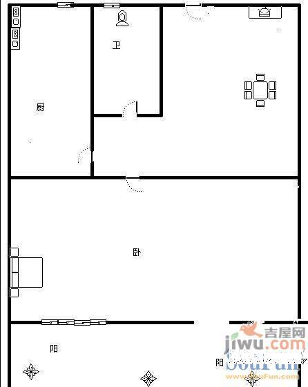 花园小区2室1厅1卫户型图