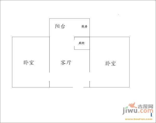 花园小区2室1厅1卫户型图