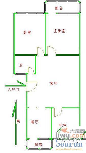 七里堡3室2厅1卫111㎡户型图