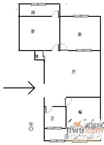 七里堡3室2厅1卫111㎡户型图