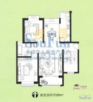 上海花园2室2厅1卫99㎡户型图