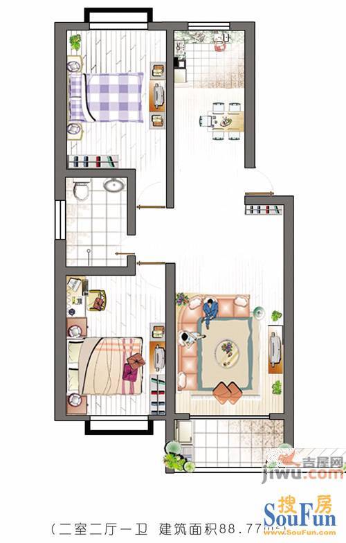 新馨家园2室2厅1卫户型图