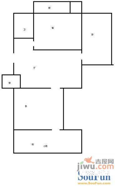 洪楼小区2室2厅1卫户型图