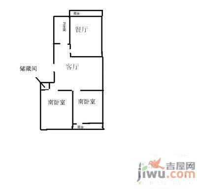 洪楼小区2室2厅1卫户型图