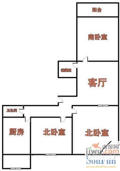 百花小区3室1厅1卫户型图