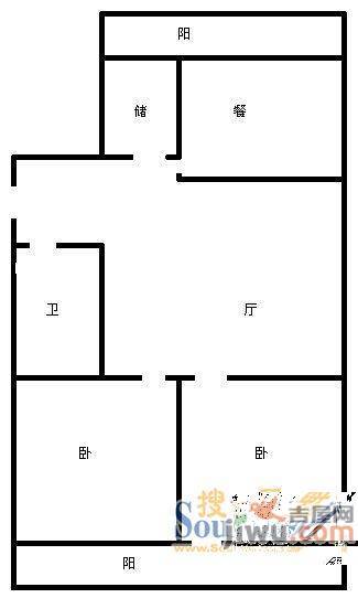 百花小区3室1厅1卫户型图