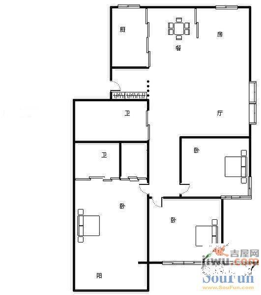 鲁能康桥3室2厅2卫147.8㎡户型图