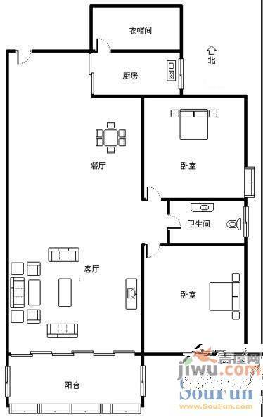 鲁能康桥3室2厅2卫147.8㎡户型图