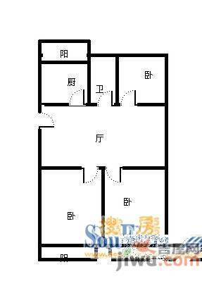 十六里河十四局宿舍3室1厅1卫户型图