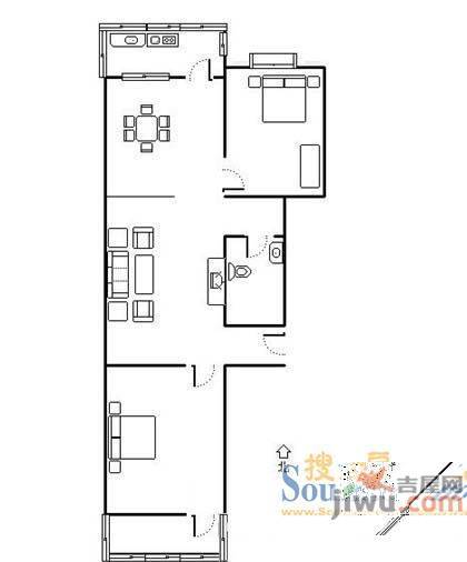 公安局宿舍(历城)2室2厅1卫户型图