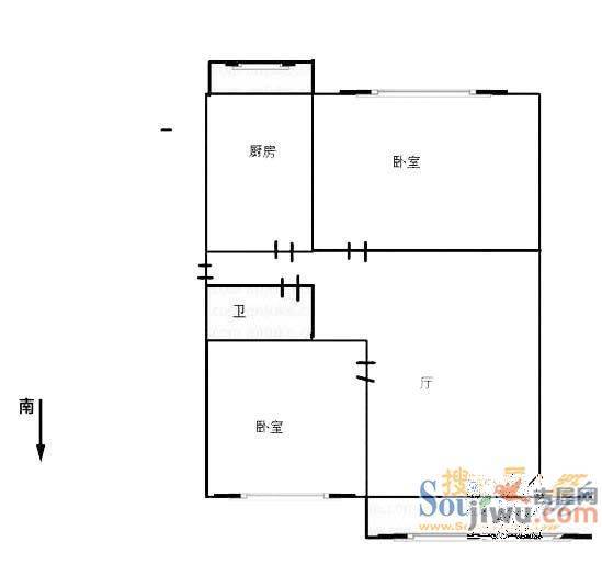 公安局宿舍(历城)2室2厅1卫户型图