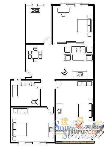 交警小区2室2厅1卫114㎡户型图