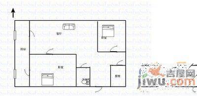 八里洼公交宿舍2室1厅1卫70㎡户型图