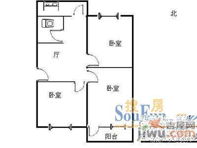 仁爱街小区3室1厅1卫90㎡户型图