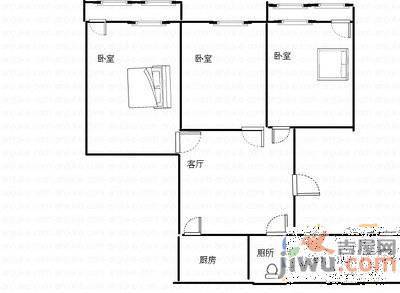 仁爱街小区3室1厅1卫90㎡户型图