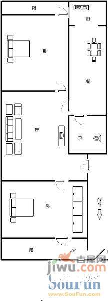 济微路试验机厂宿舍3室2厅1卫120㎡户型图