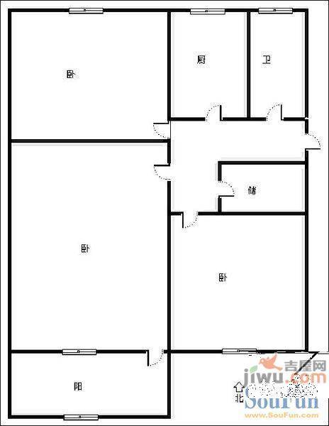 英雄山路140号院3室0厅1卫户型图