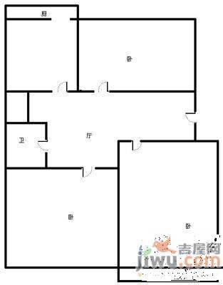 斜马路小区2室1厅1卫户型图