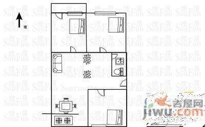 七一路小区3室1厅1卫84㎡户型图