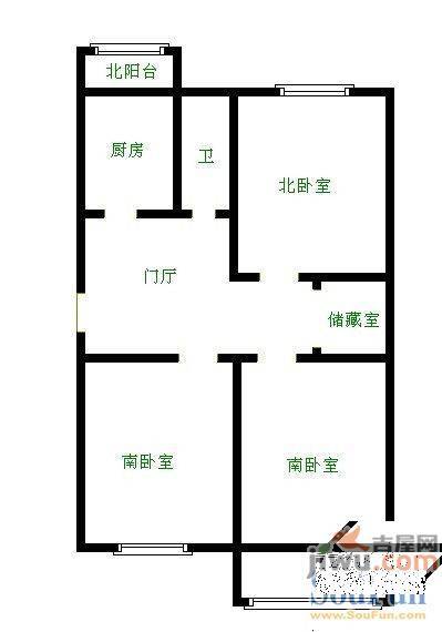 西义和庄2室1厅1卫60㎡户型图