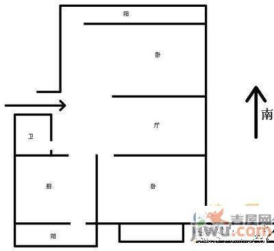 西义和庄2室1厅1卫60㎡户型图