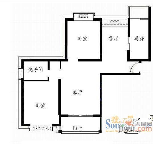 车站街宿舍2室2厅1卫户型图