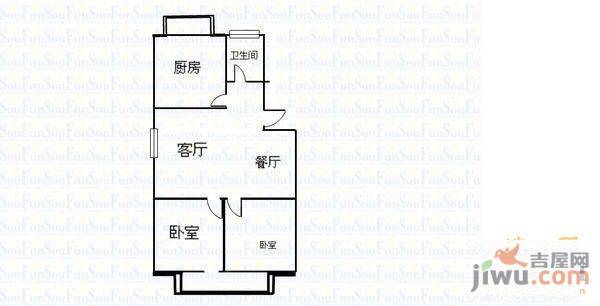 英雄山路检察院宿舍2室2厅1卫101㎡户型图