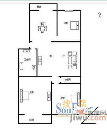 舜耕路财政学院宿舍4室2厅2卫185㎡户型图