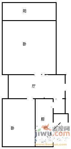 玉函路农行宿舍2室1厅1卫81㎡户型图