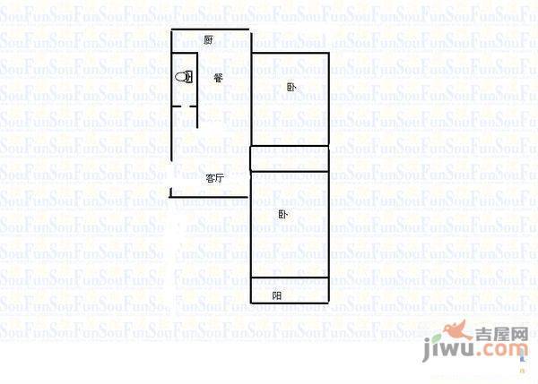 建设路52号院2室1厅1卫户型图