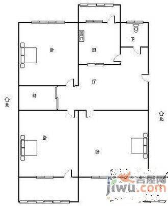 建设路52号院2室1厅1卫户型图