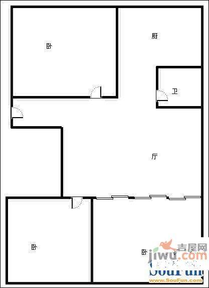 陈庄大街银行宿舍2室1厅1卫50㎡户型图