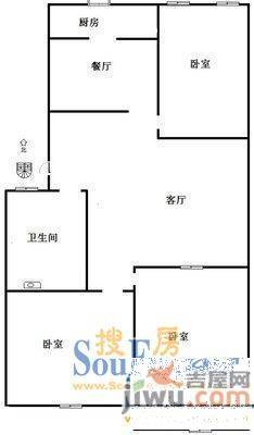 下河涯3室2厅1卫户型图