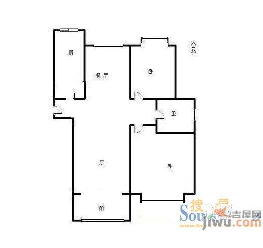 华彩楼1室1厅1卫户型图