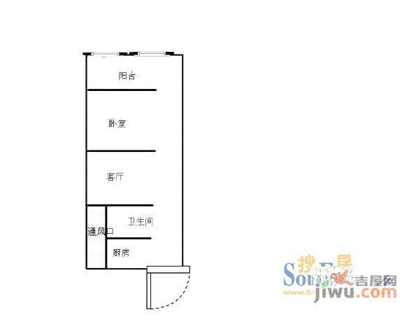 华彩楼1室1厅1卫户型图