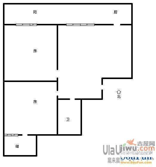 建苑花园2室2厅1卫户型图