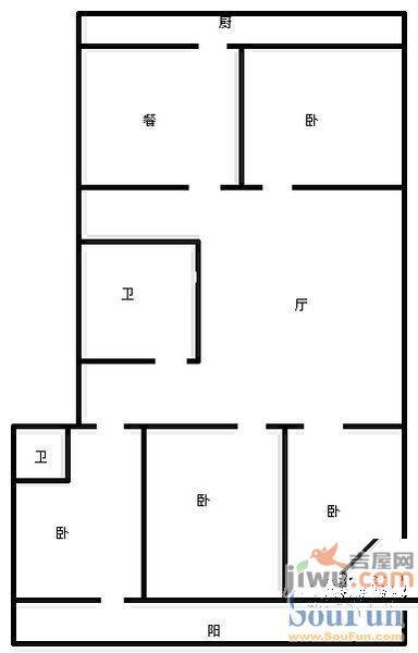 玉函路38号宿舍3室2厅2卫户型图