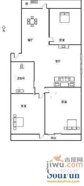 玉函路38号宿舍3室2厅2卫户型图