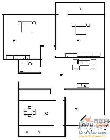 玉函路38号宿舍3室2厅2卫户型图