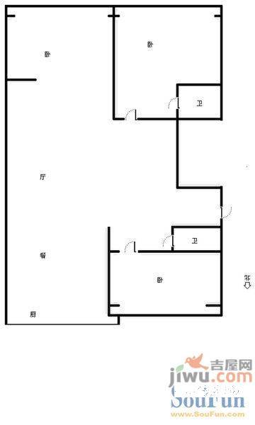 玉函路38号宿舍3室2厅2卫户型图