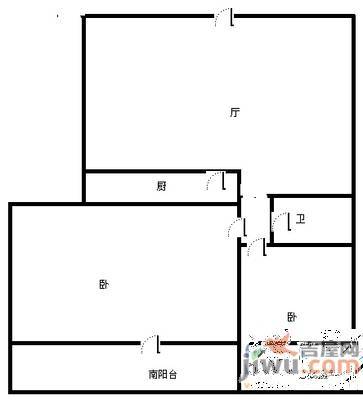 鲁能经纬大厦2室2厅1卫106㎡户型图