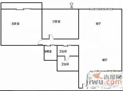 鲁能经纬大厦2室2厅1卫106㎡户型图