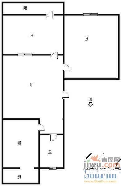 济大路邮电宿舍3室1厅1卫88㎡户型图